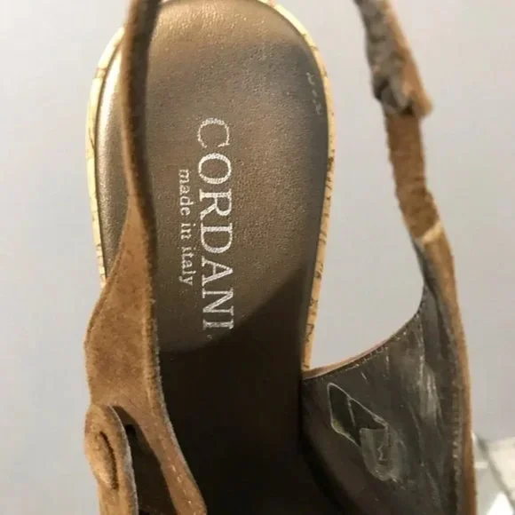 Cordani Cinnamon Made In Italy Suede Open Toe Wedges Sz-8 - Picture 5 of 9